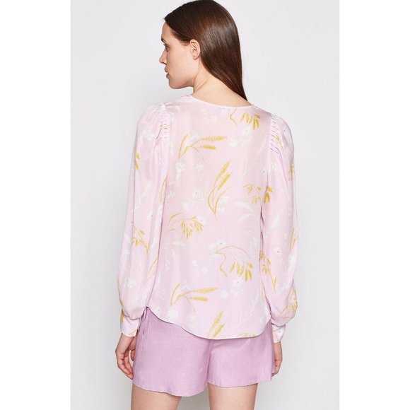 Joie Yadra Floral Silk Blouse Top in Lavender Rose - Picture 3 of 3